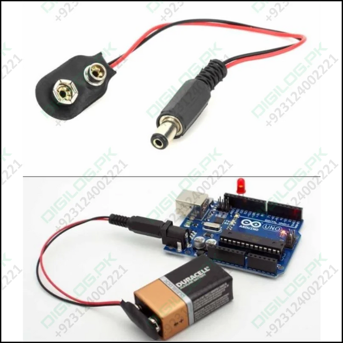 9v Battery Snap Connector To Dc Male Power Adapter Cable For