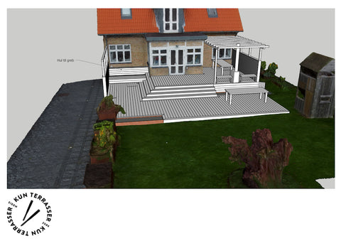 3D tegning af terrasse i Charlottelund