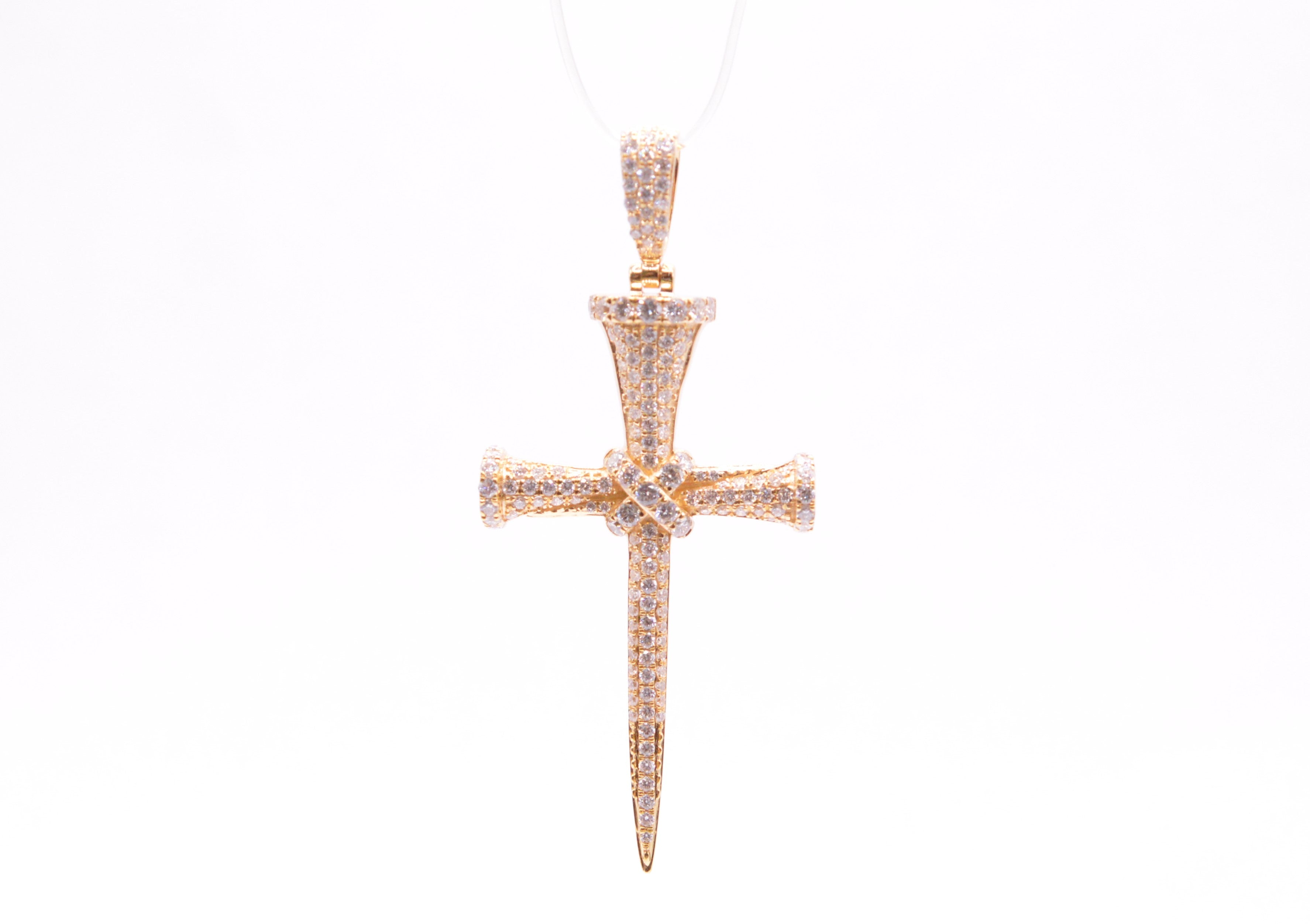 1.50 cttw  Diamond Nail Cross Pendant 14K Yellow Gold - Jewelry Spot USA product image