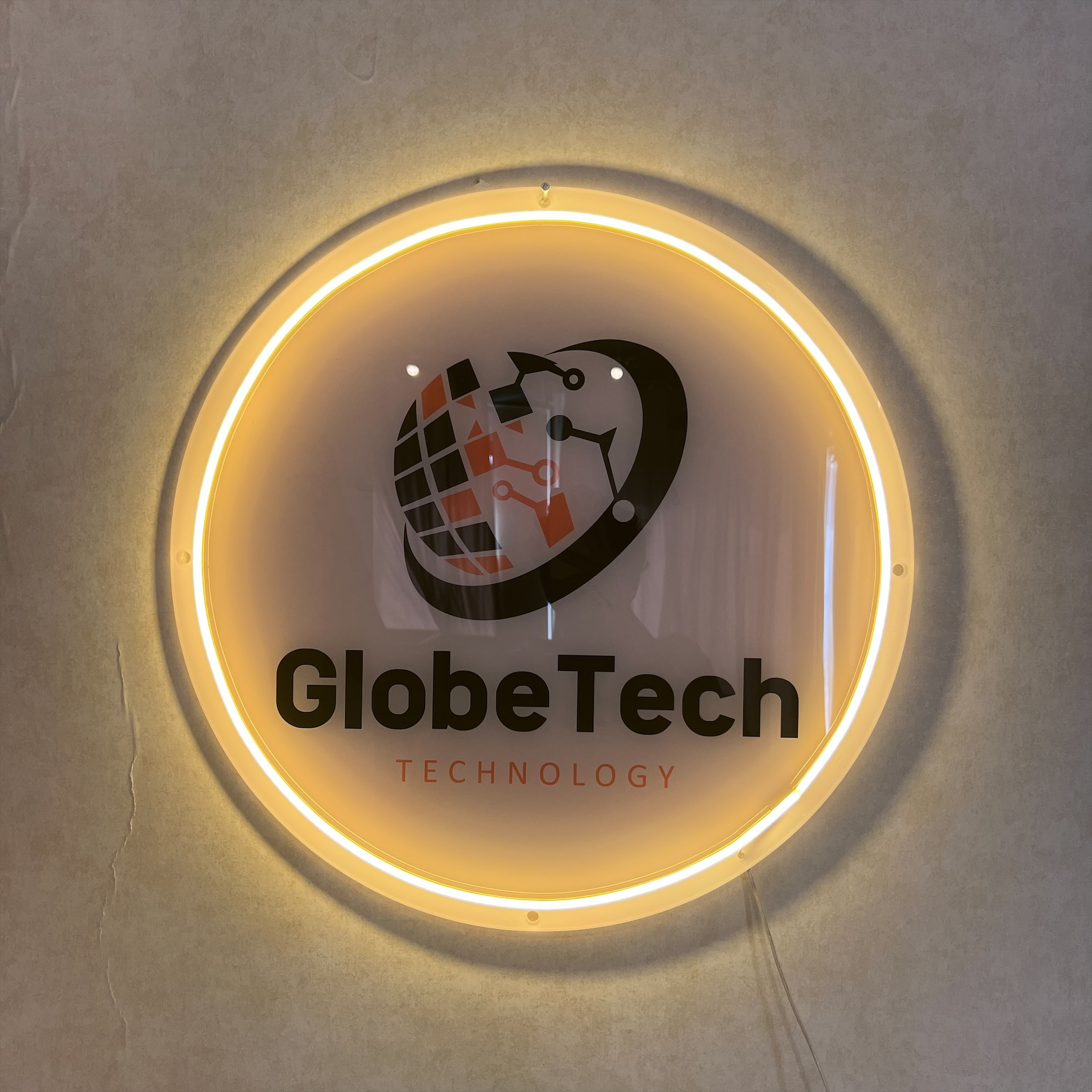 Globe Tech UV printed sign made by oNeonCrafts