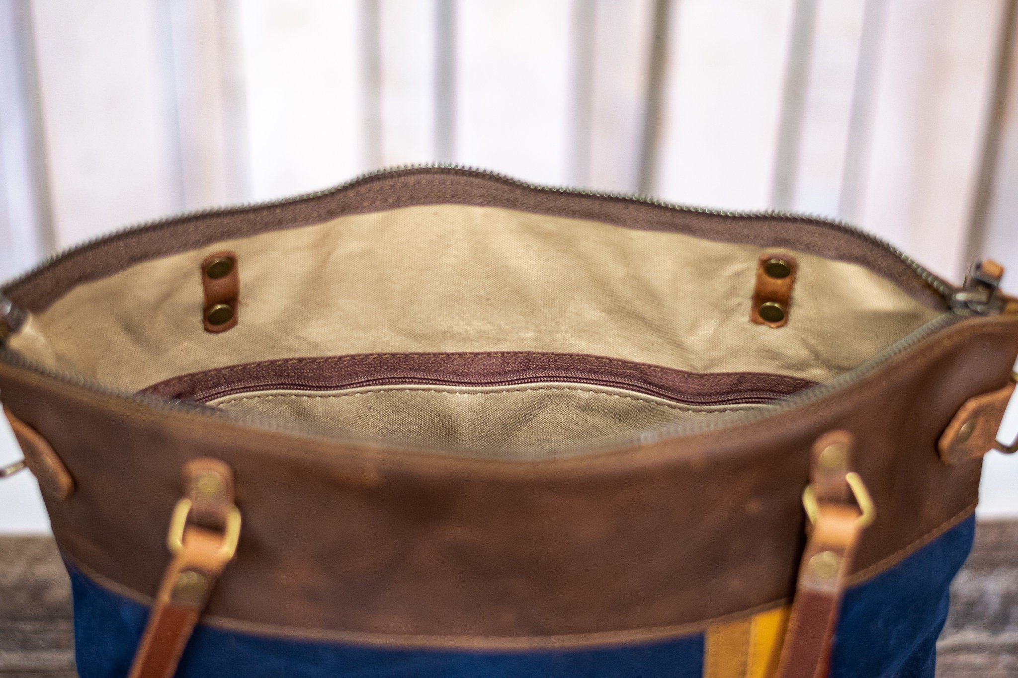 Limited Edition Leather and Waxed Canvas Tote Bag | The New Bowler Bag | Made in USA