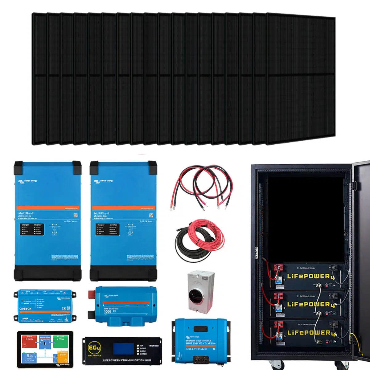 EG4 Complete Off-Grid Solar Kit 4.8kW | 120/240V Output / 48VDC [15.36kWh EG4 Lithium Powerwall] 48VDC + 5,460 Watts of Solar PV | [KIT-V0000]