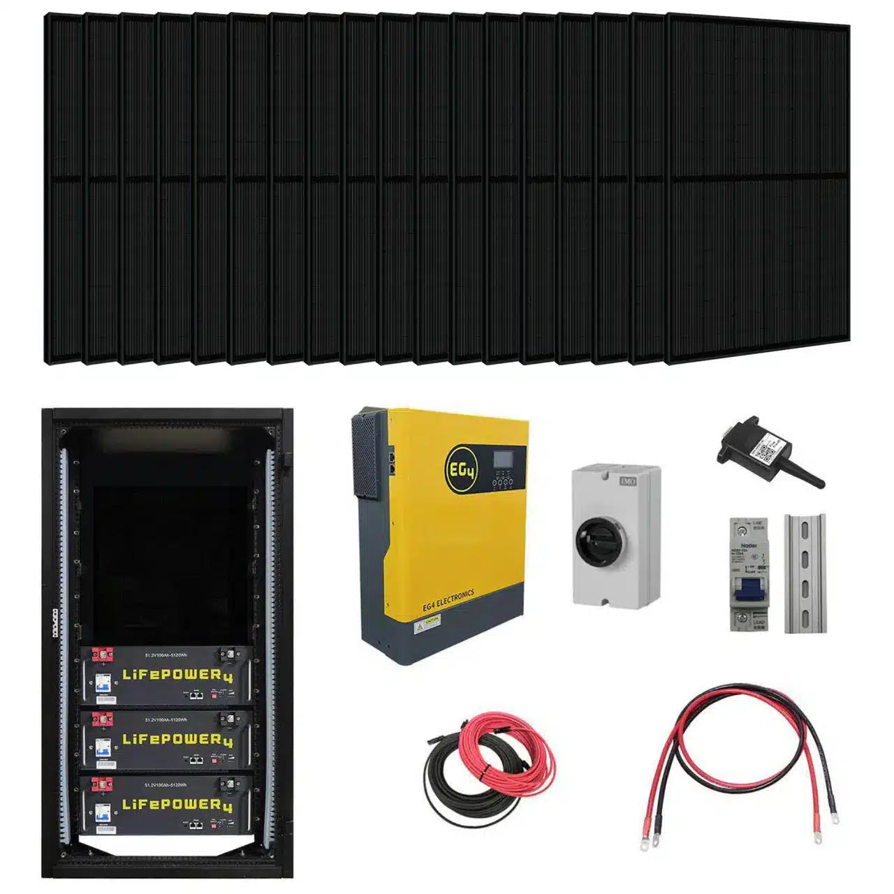 EG4 Complete Off-Grid Solar Kit KIT-E0001 | 3000W 120V Output / 48VDC [15.4kWh EG4-LifePower4 Lithium Powerwall] 48VDC + 4,800 Watts of Solar PV \ PREORDER