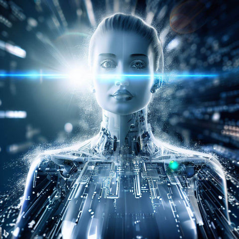 Une femme robotique dans un décor de science fiction pour apprendre comment faire un audit SEO.