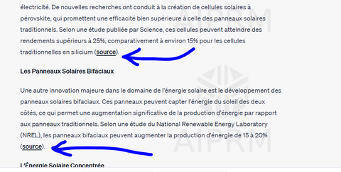 Capture d'écran montrant un article généré par ChatGPT, intégrant des liens internes comme demandé par l'utilisateur. C'est une illustration parfaite de comment écrire un article avec ChatGPT tout en optimisant le SEO et l'expérience utilisateur grâce à l'inclusion stratégique de liens internes dans le contenu.