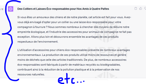 Capture d'écran de l'article généré par ChatGPT pour l'article blog sur "Écrire un article avec ChatGPT