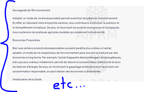 Capture d'écran de l'article généré par ChatGPT, démontrant les capacités de création de contenu automatisé de ChatGPT.