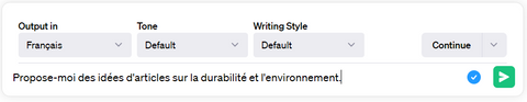 Capture d'écran d'un prompt demandant à ChatGPT des suggestions d'articles de blog sur la façon de gagner de l'argent avec ChatGPT.