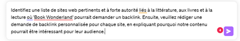 Screenshot d'un prompt qui demande à ChatGPT une liste de site web, une manière d'utiliser l'intelligence artificielle en marketing.