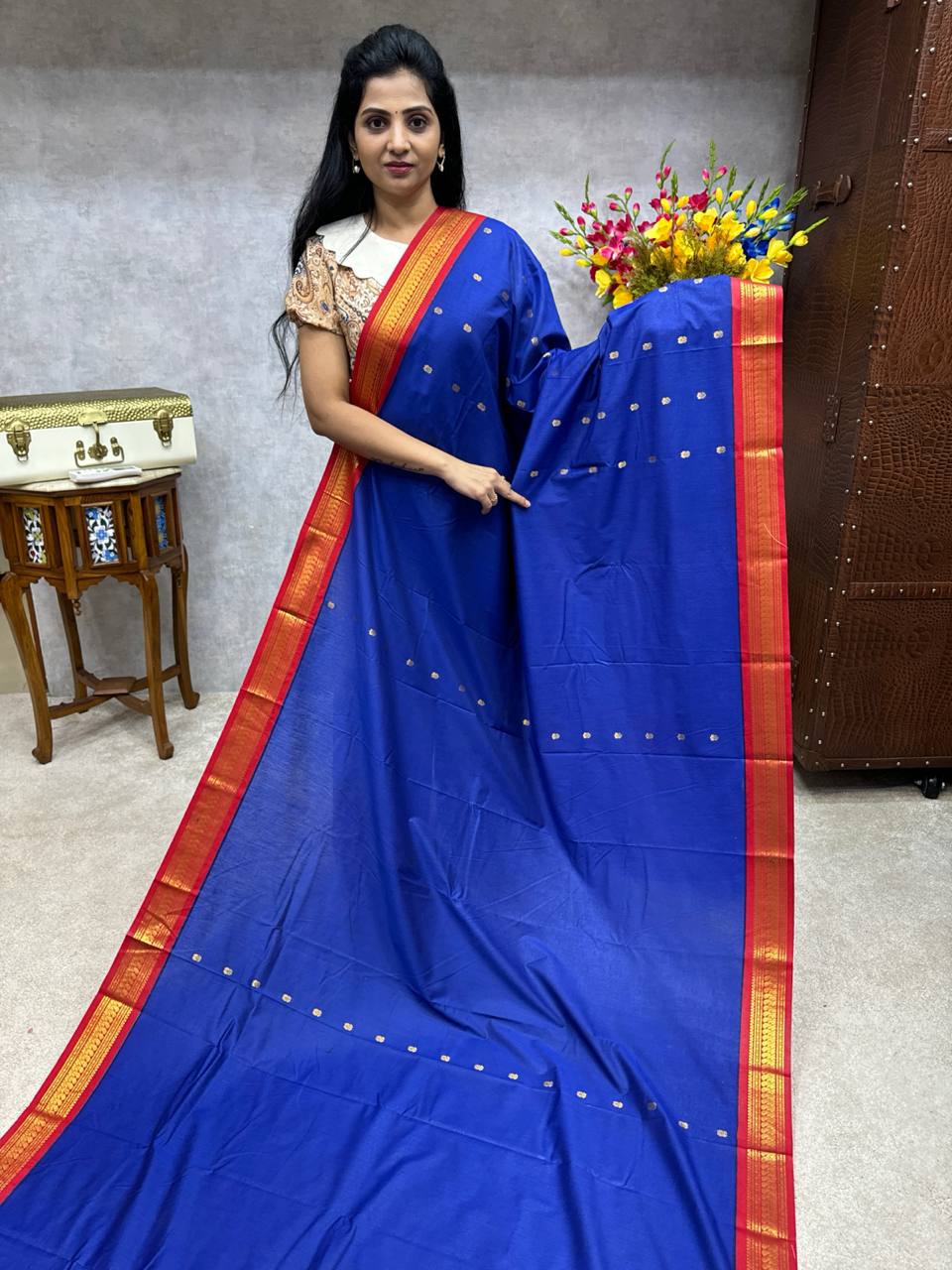 Available In Various Colors Gadwal Kalyani Silk Cotton Sarees With Blouse  For Ladies, Fine Quality, Printed Pattern, Handloom Technics, Impeccable  Finish, Width : 6 Meter at Best Price in Salem | Sriram Textiles