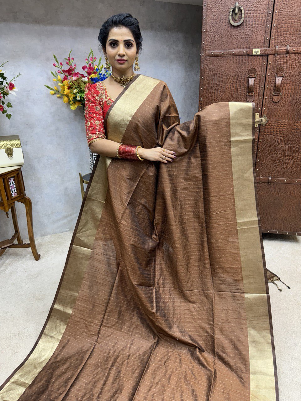 Semi raw silk saree light green with zari woven buttas in borderless s –  Prashanti Sarees