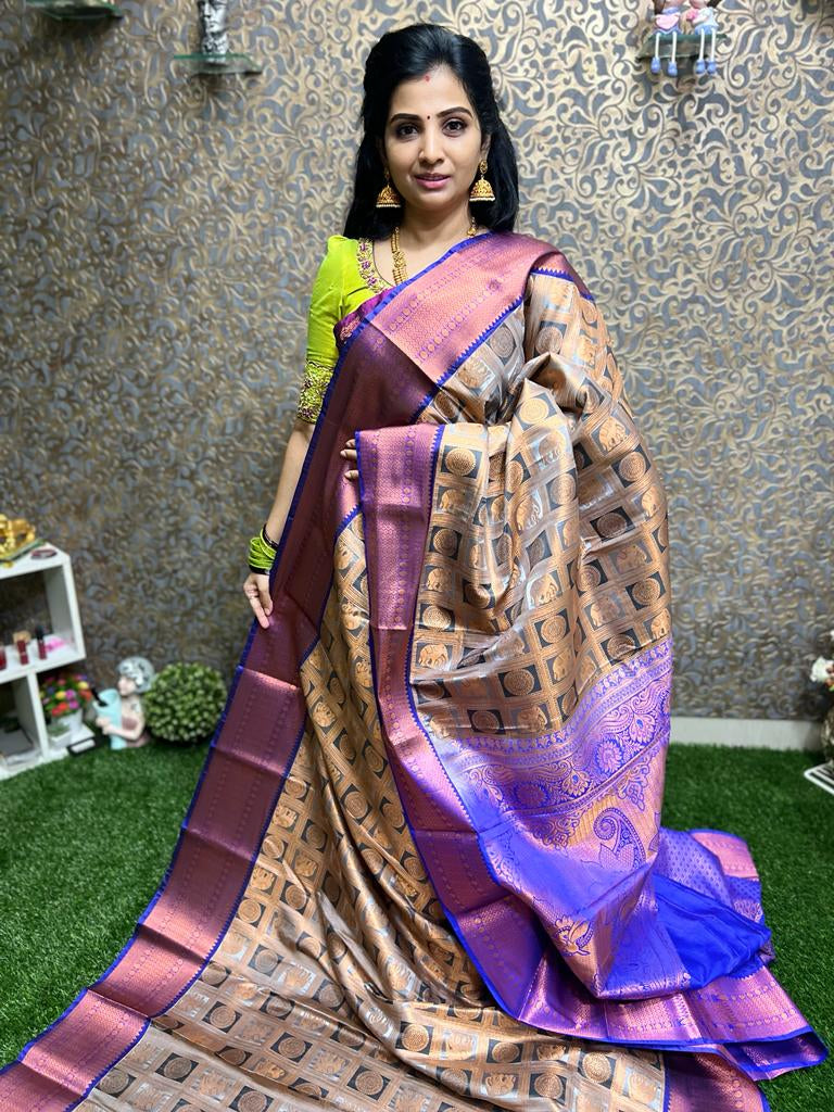 Bright Blue drape looking astonishing with our pink blouse in 3D aari hand  work with peacock motifs to amplify the look. This blo… | Pink blouse, Saree,  Blue drapes