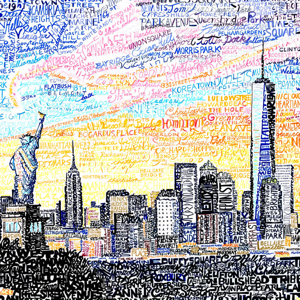 New York City Skyline Word Art Print - Art of Words