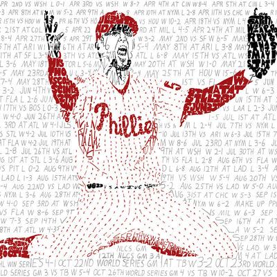 1980 Phillies Philly Word Art 16 x 20 signed by 31 Players and Coaches -  Under the Radar Sports