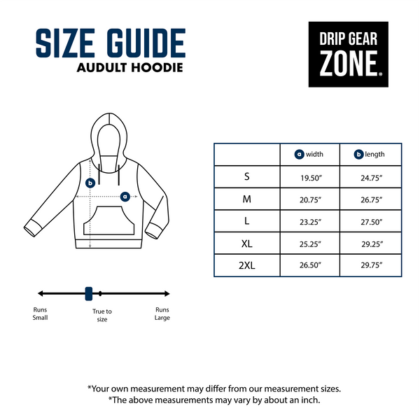 Drip Gear Zone Unisex Hoodie Size Chart