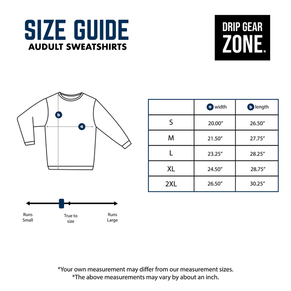 Drip Gear Zone Unisex Pullover Size Chart