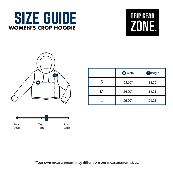 Drip Gear Zone Womens Crop Hoodie Size Chart