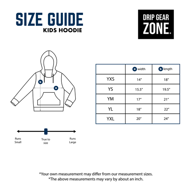 Drip Gear Zone Kids Hoodie Size Chart