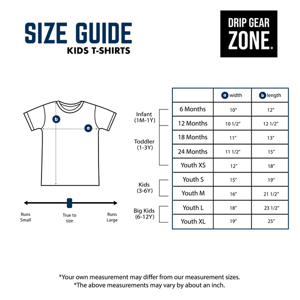 Drip Gear Zone Kids Tee Size Chart