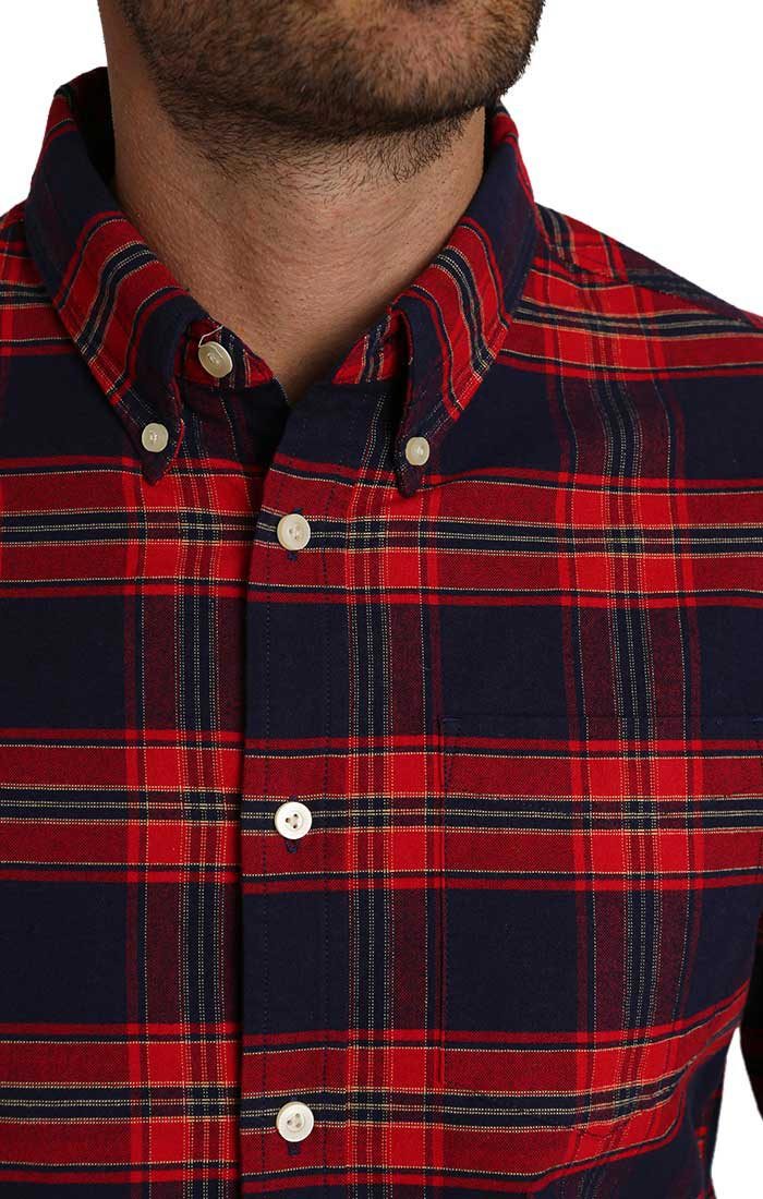 Red Plaid Brushed Oxford Shirt