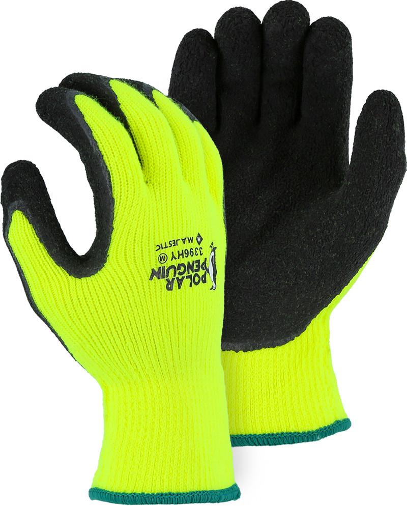 yellow knit gloves