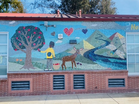 School Mural Tree and Mountains