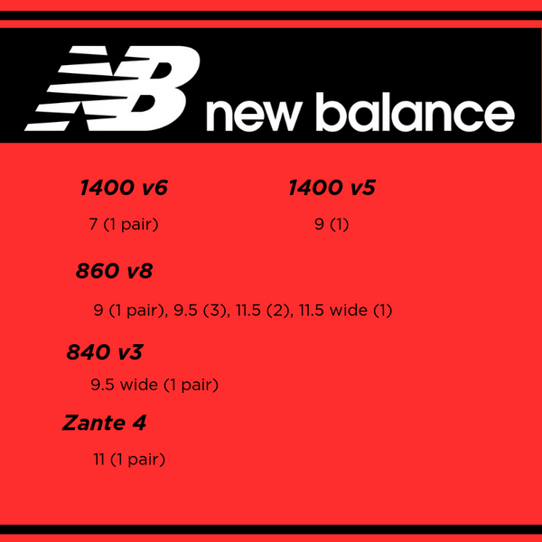 Fleet Feet Malta Clearance Shoes New Balance 860 840 Zante 1400 Men