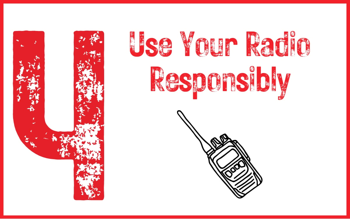 trail manners tip saying use your radio responsibly