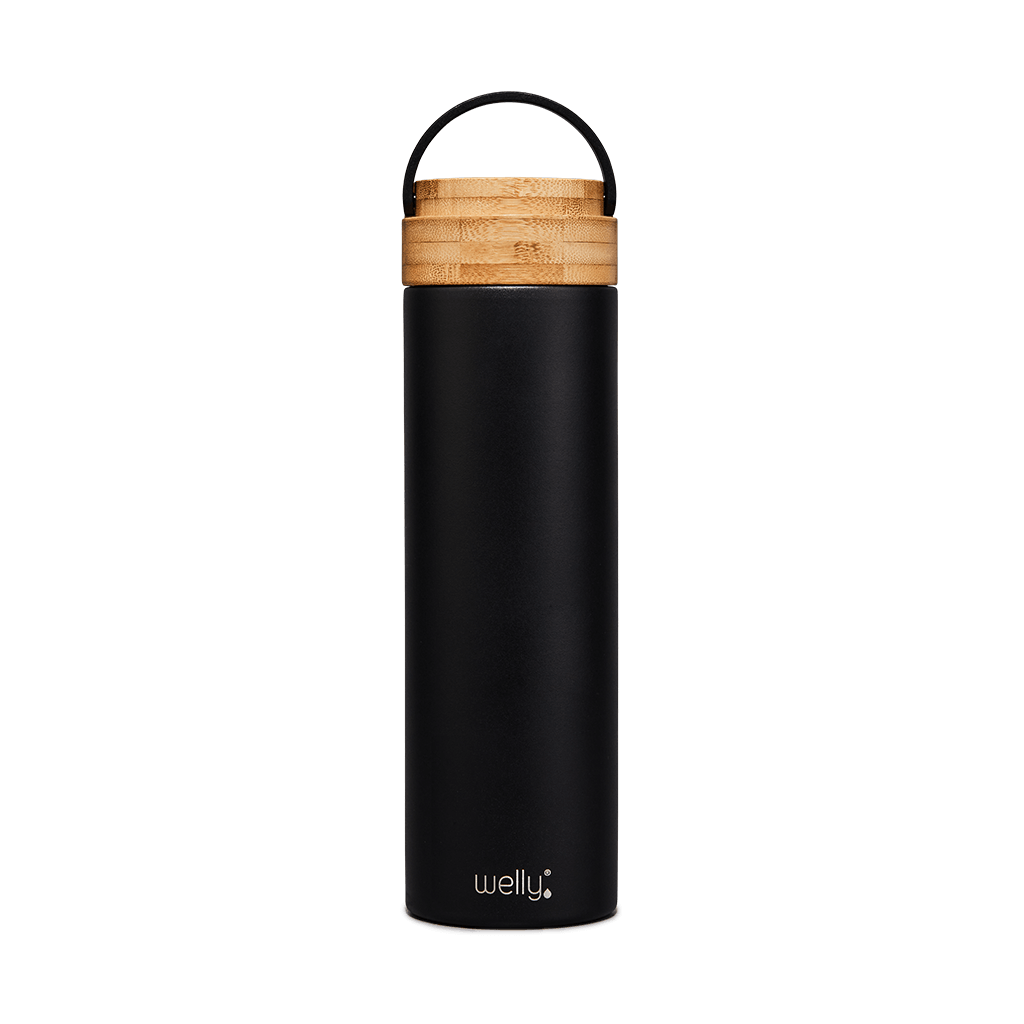 Bamboo Tumbler 16oz - Black  Vacuum Insulated Stainless Steel by Welly