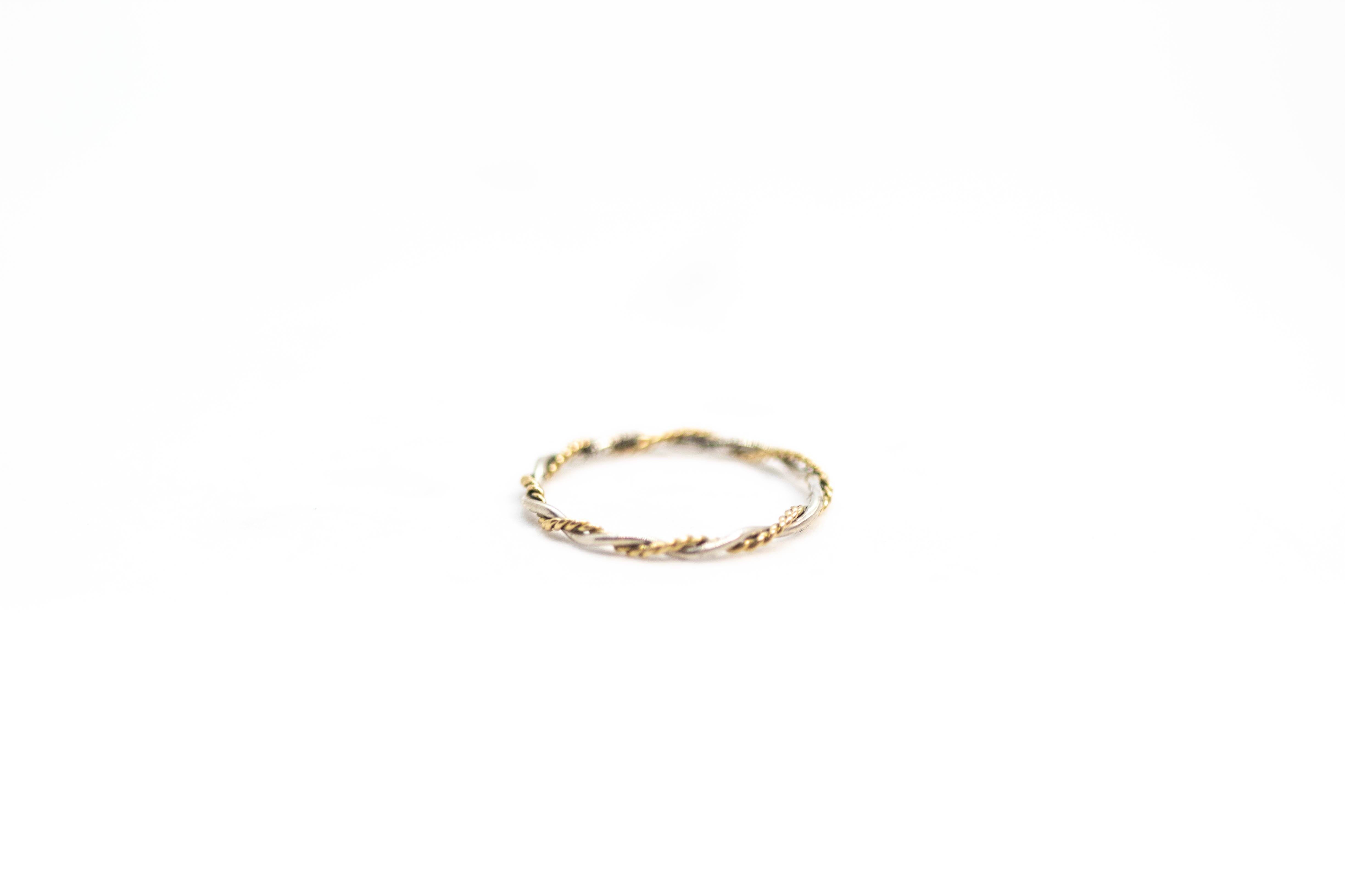 Twisted Two-Tone Halo Ring