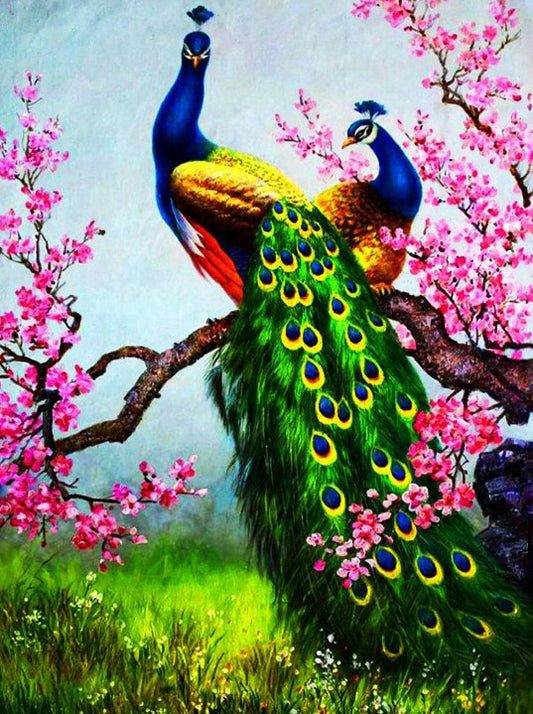 Elegant Pink Peacock & Flowers – All Diamond Painting