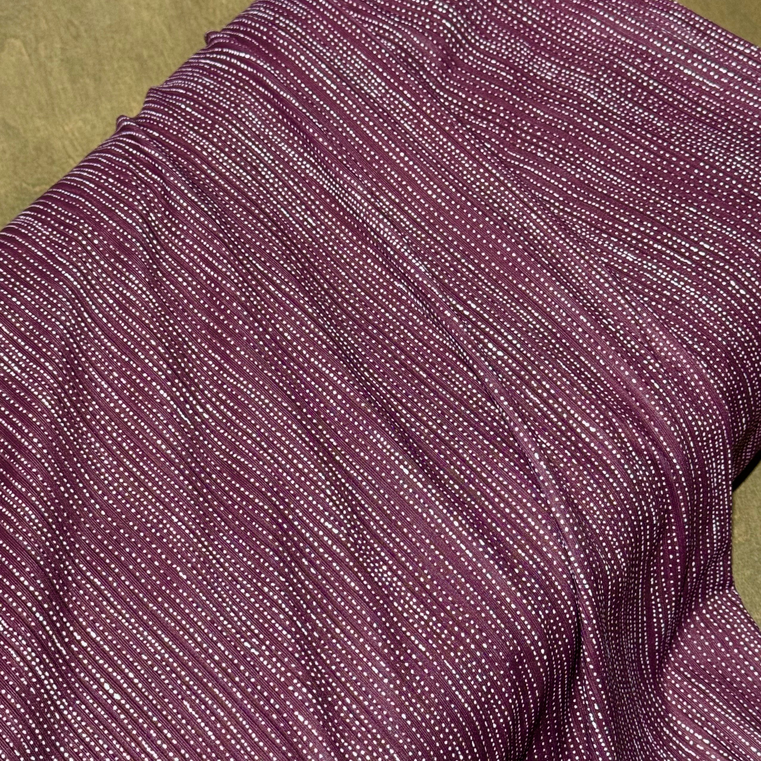 Rain Stripes in Burgundy on Unbrushed Rib Knit, Sold by the Half Yard