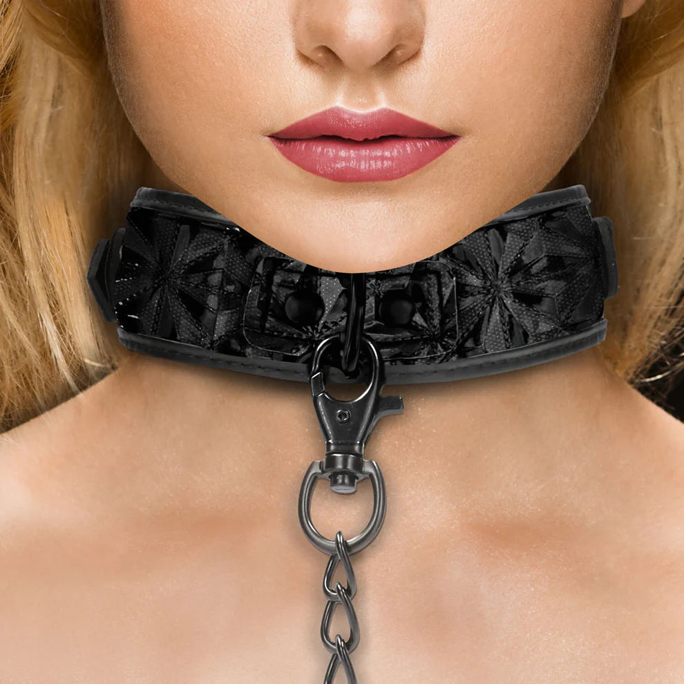 Luxury Collar With Leash - Black