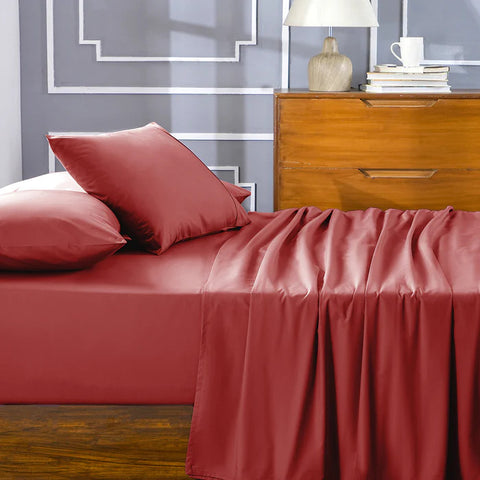 Slumber Plain Easy Care Percale 100% Cotton Cinnabar Crisp Bed Sheet