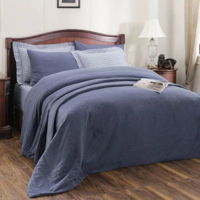 Emmie Reversible Made With Egyptian Cotton Ultra Soft Blue Duvet Cover with Pillow Cas