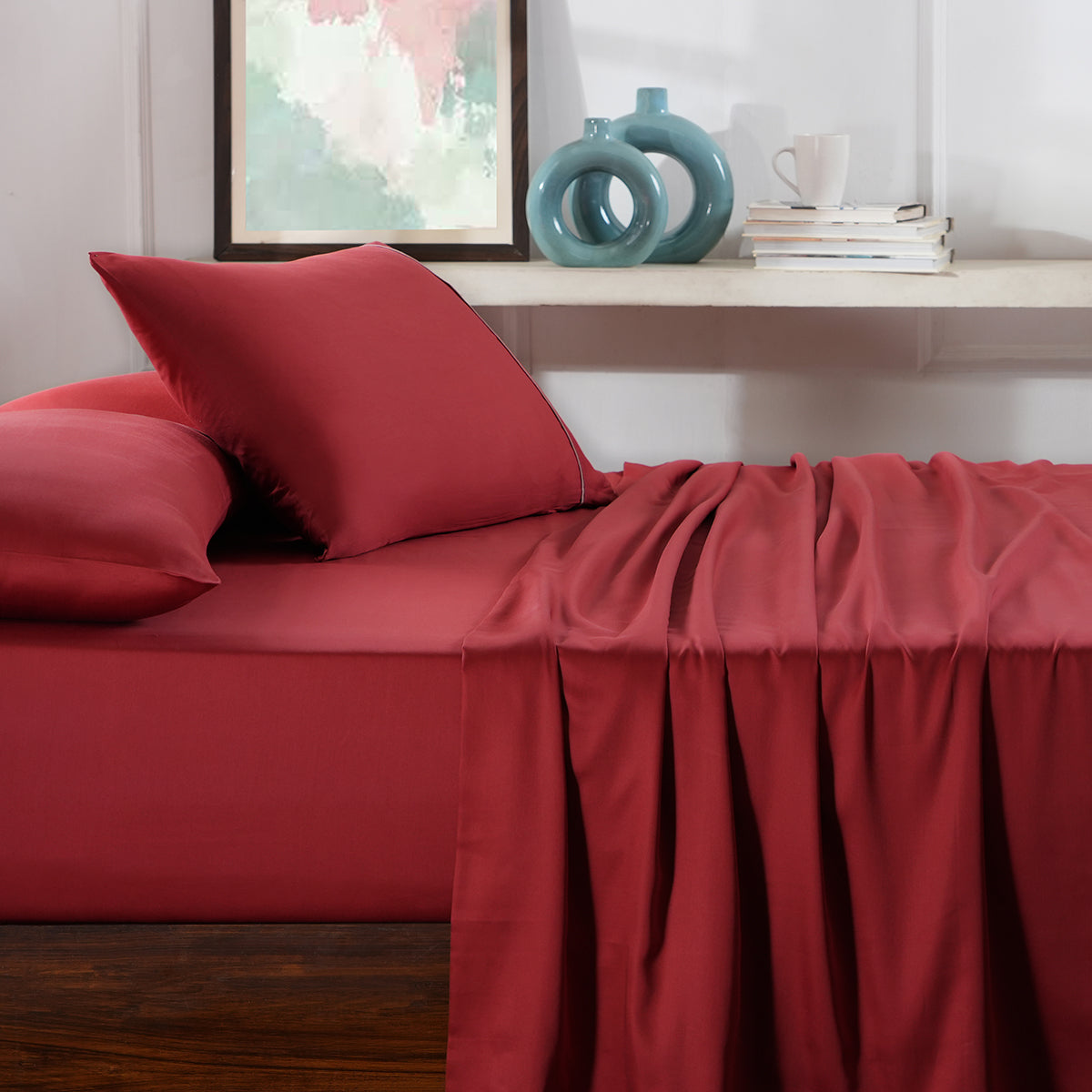 Buy Viola Plain 100% Cotton Sateen Simply Taupe Bed Sheet Online