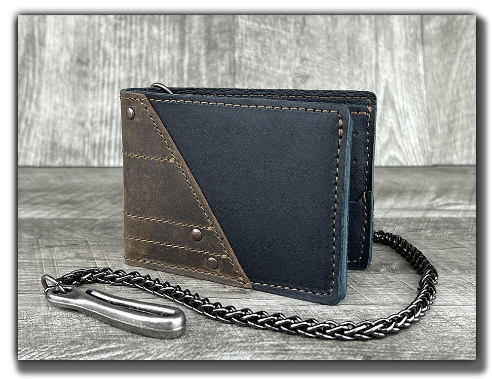 Leather Chain Wallet, Leather Biker Wallet, Guitar Pick Wallet with Chain