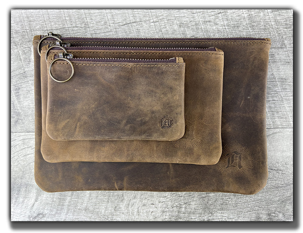Leather Zipper Pouches - Axe and Awl Leatherworks