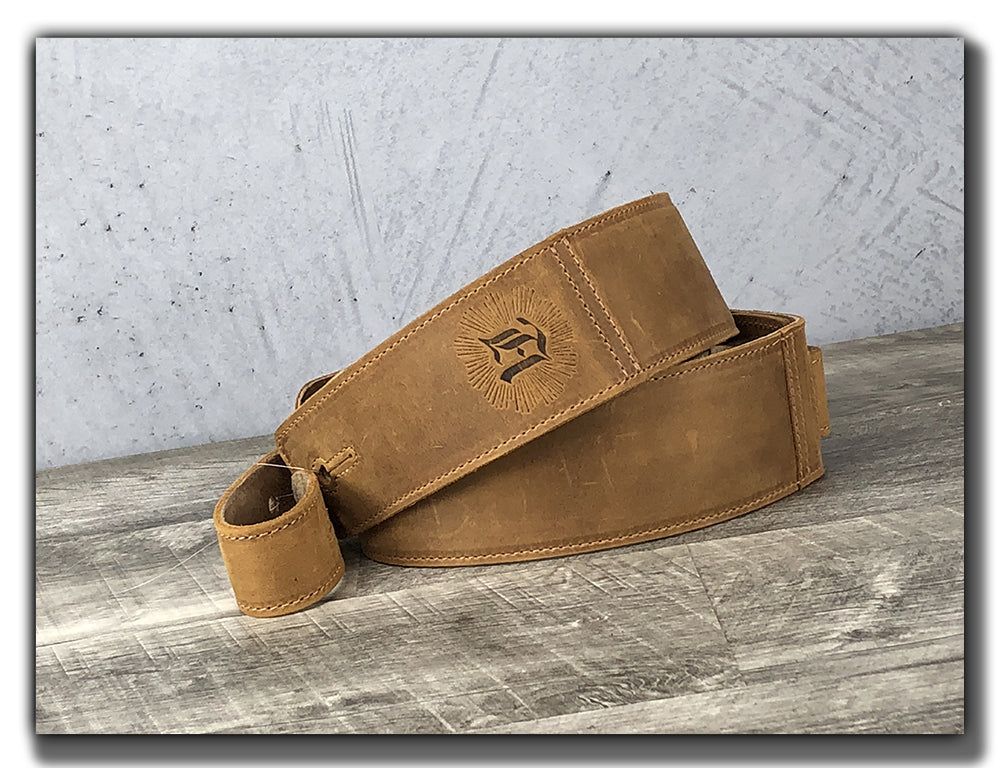 Leather Guitar Strap | Rugged Full Grain Leather, Padded | Brown