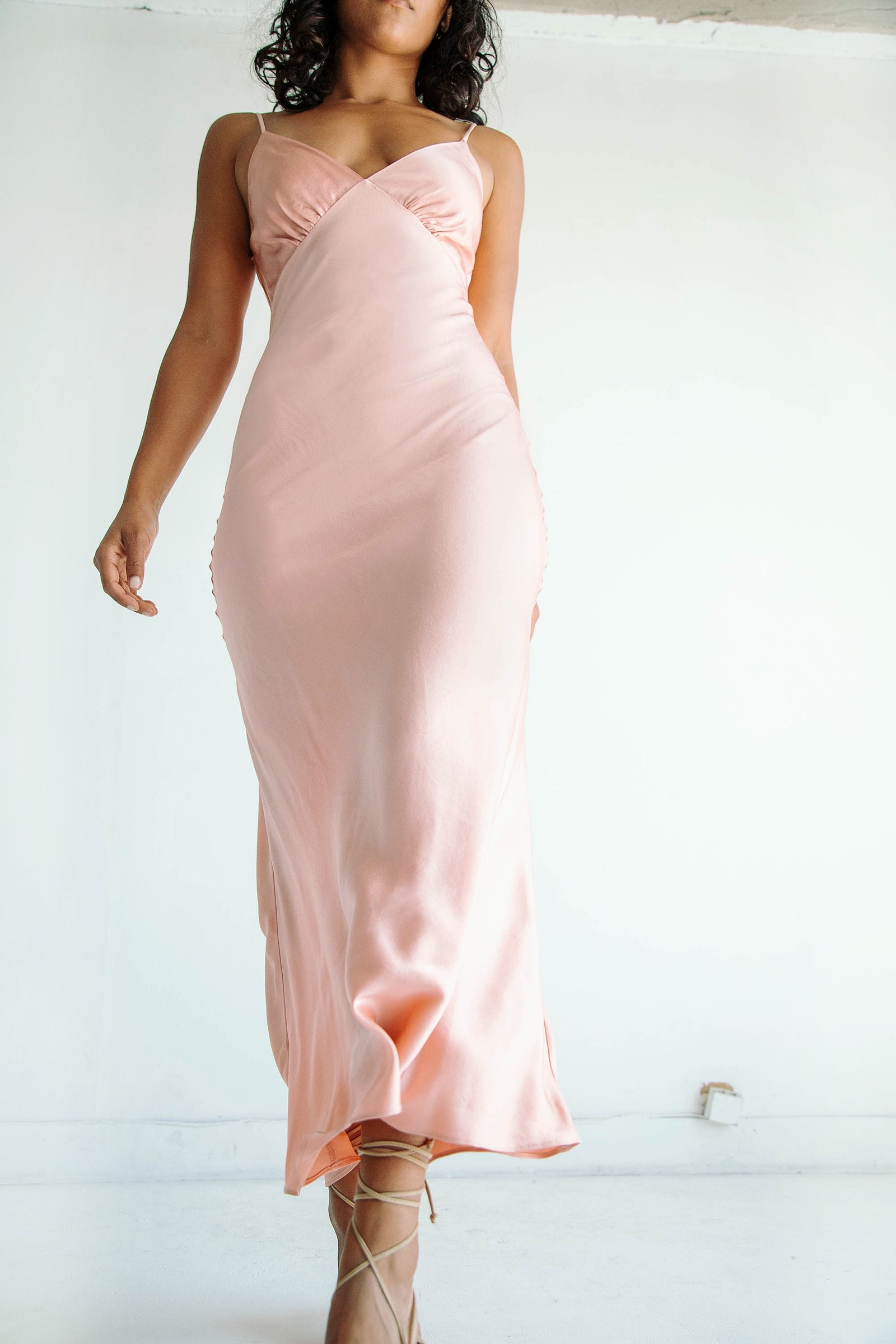 blush pink slip dress