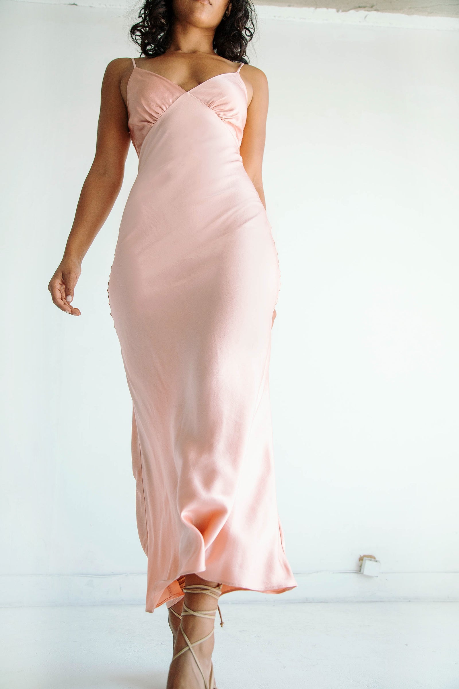 peach slip dress