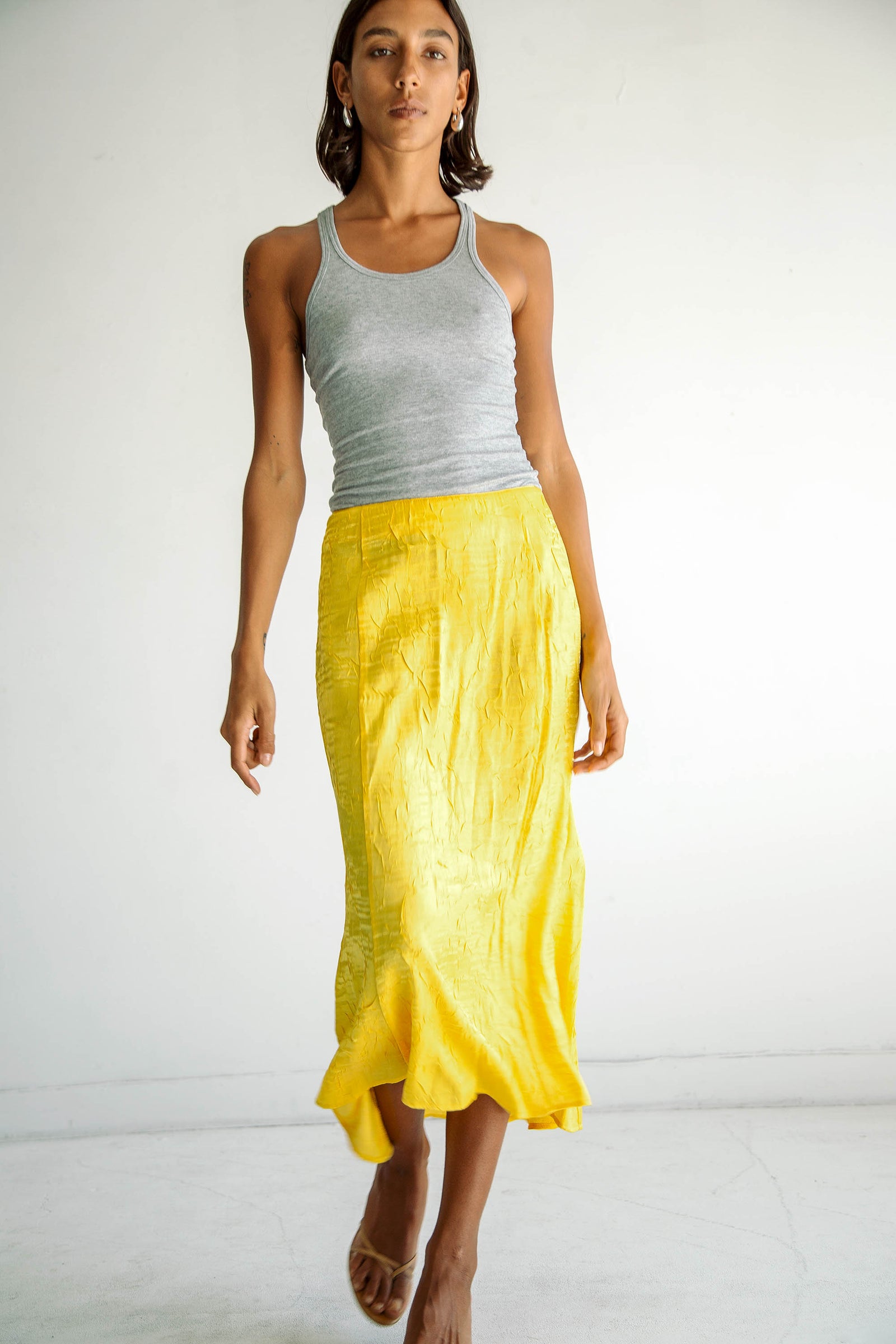 yellow slip skirt