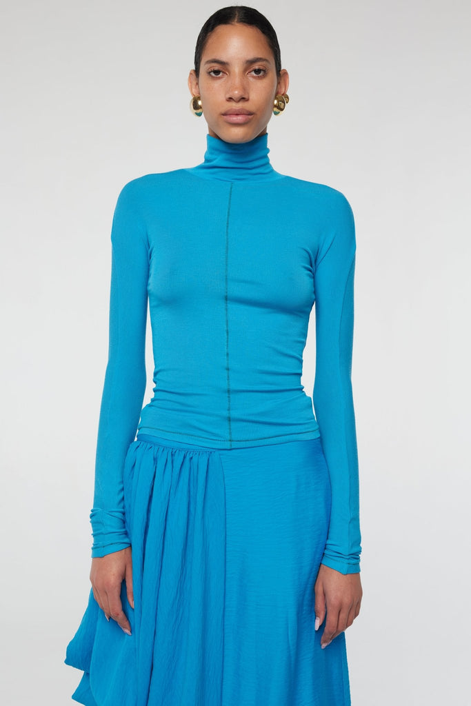 Zane Long-Sleeve Top - Electric Turquoise Blue | The Line By K 