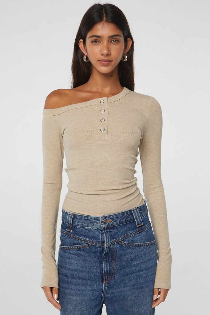 Mads Turtleneck Top - Beige Melange