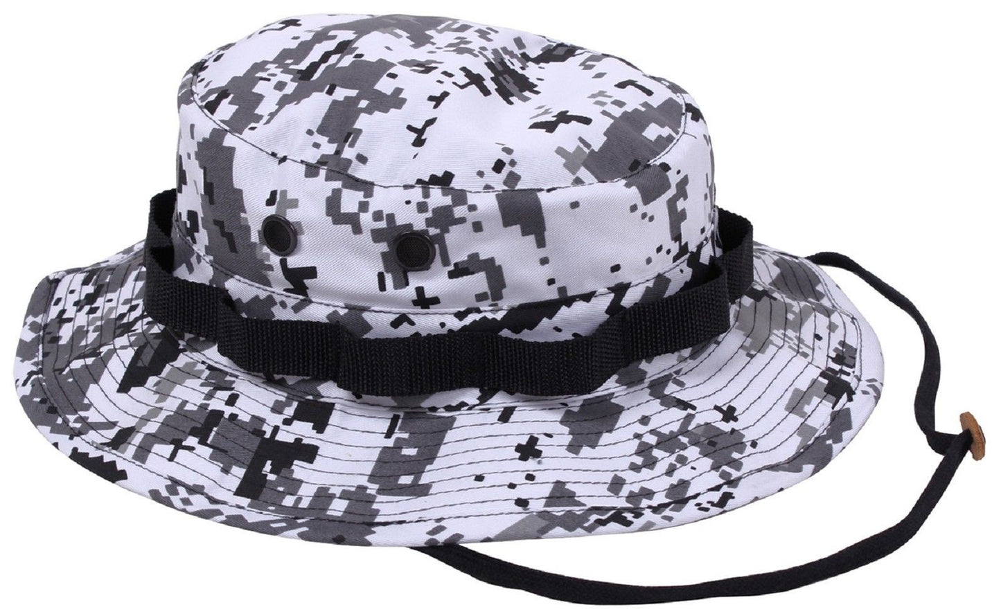 City Digital Camouflage Boonie Hat - Black & White Camo Bucket Hats w Chin Strap