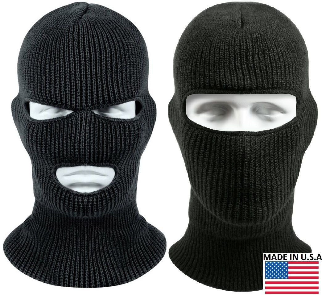 Black Wintuck Face Mask Cold Weather Winter Facemask Warm Head Covers ...