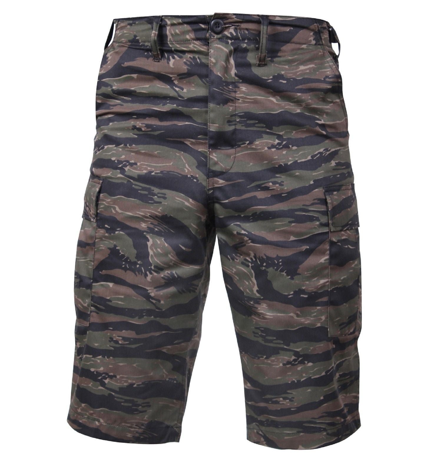 Men's Long-Length Tiger Stripe Camouflage Relaxed Fit BDU Cargo Shorts ...