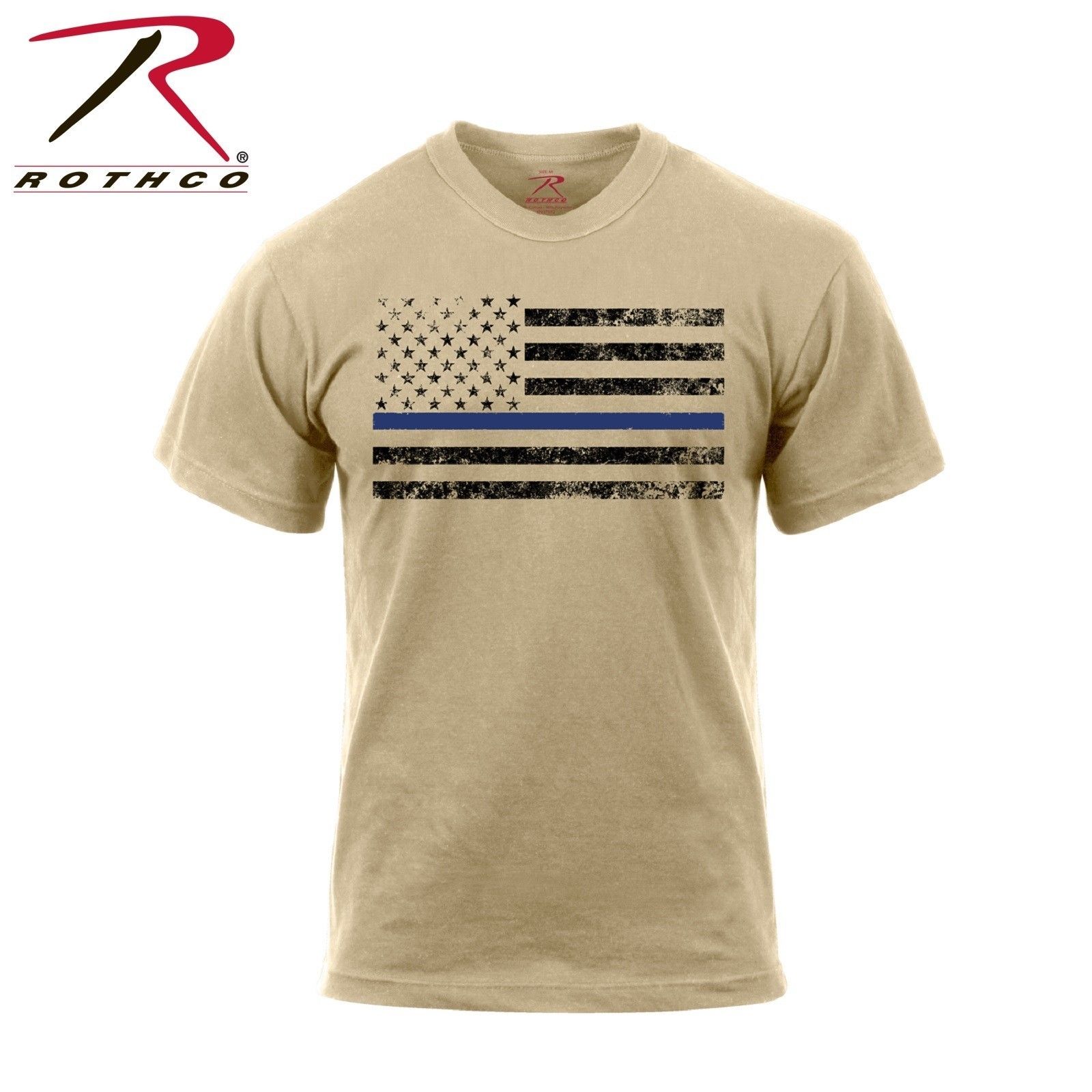 Rothco Thin Blue Line T Shirt Desert Sand Tbl American Flag Casual T Grunt Force