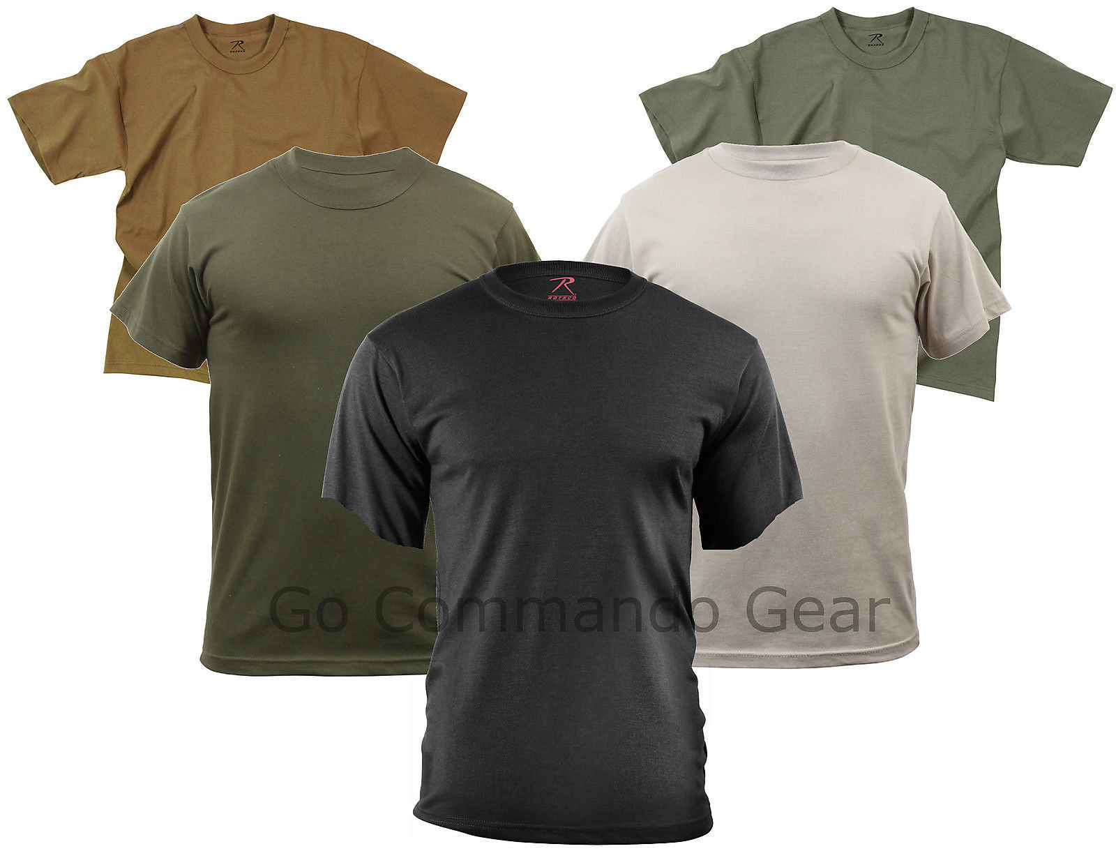 T-Shirt Variety 5 Pack All Five Solid Color 100% Cotton Short Sleeve T ...