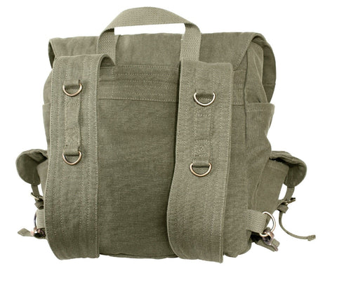 Vintage Olive Drab Compact Weekender Canvas Backpack w/ Military Medic ...